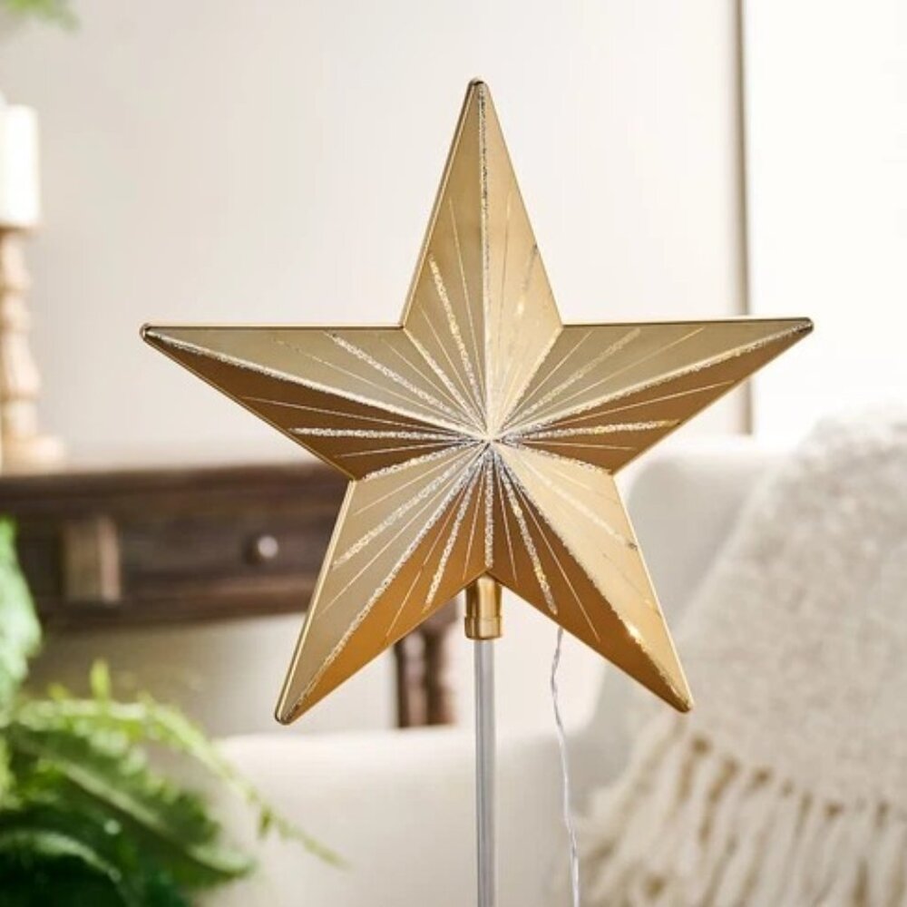 Starry Night 11" Clip-On Tree Topper by Valerie Choice of Gold, White or Silver